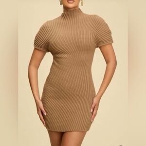 Ribbed Tan Knit Dress